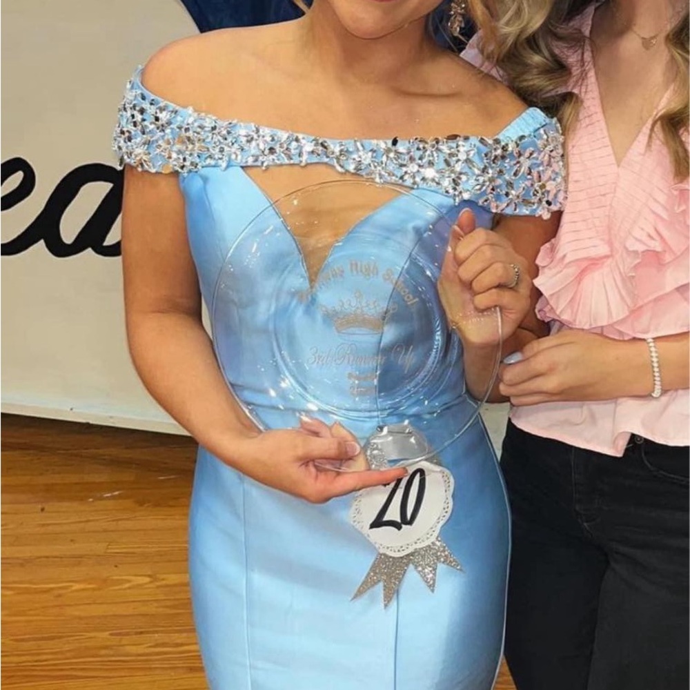 Elegant Blue Off-Shoulder Dress